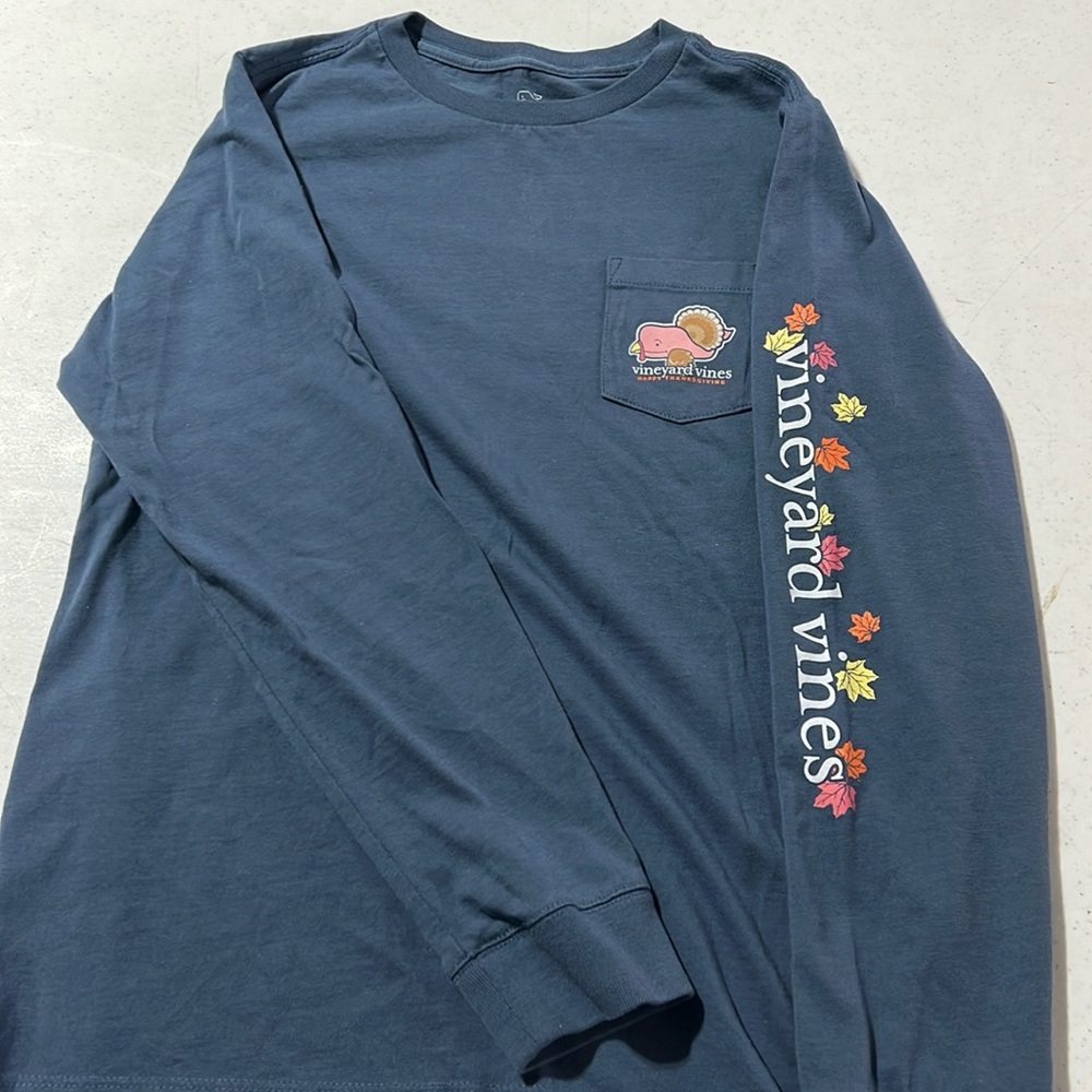 Vineyard Vines Boys Long Sleeve Shirt size Small 8-10 Thanksgiving theme